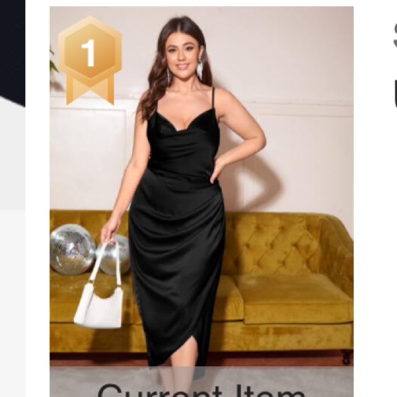 🆕😍Ladies Sexy Black Satin Midi Faux Wrapped Spaghetti DateNight Dress Smokin🔥 - Picture 3 of 16